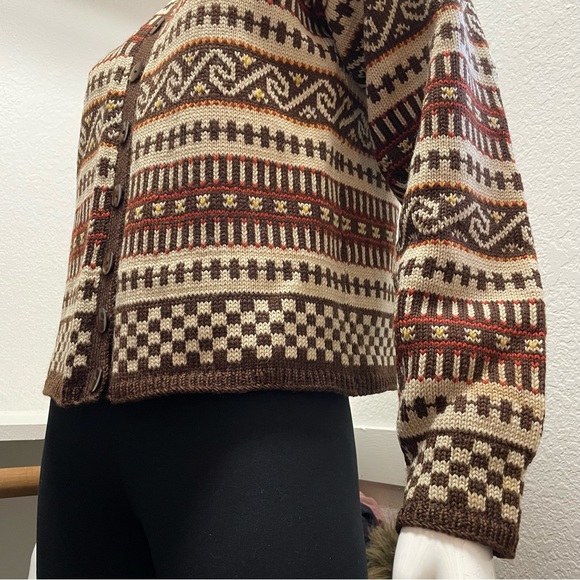 VTG Nordic Wool Knit Button Up Cardigan Sweater Sz M - Picture 4 of 8